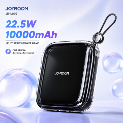 Joyroom JR-L002 Jelly Series 10000mAh 22.5W Fast Charging Power Bank – Transparent Portable Charger with Built-in Type-C Cable & Triple Outputs